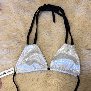 Sparkly Silver Bikini Top Size Medium